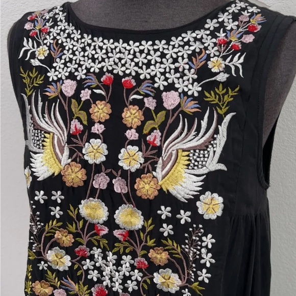 Anthropologie Samant Chauhan Jacaranda Dress 4P Black Embroidered Maxi - Picture 3 of 8